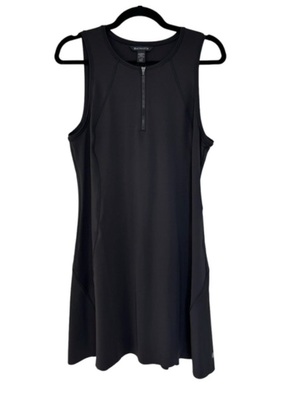 Athleta Ace Black Tennis Dress Sz Small Active Wear 1/4 Zip Sleeveless Golf - Picture 2 of 9